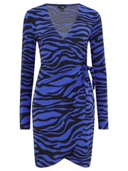 Pour Moi Black & Blue Zebra Bryony Slinky Dress - Image 2 of 4