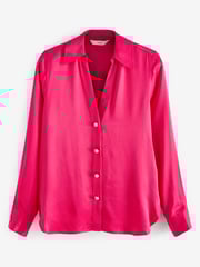 Bright Pink Sparkle Button Satin Shirt - Image 2 of 2