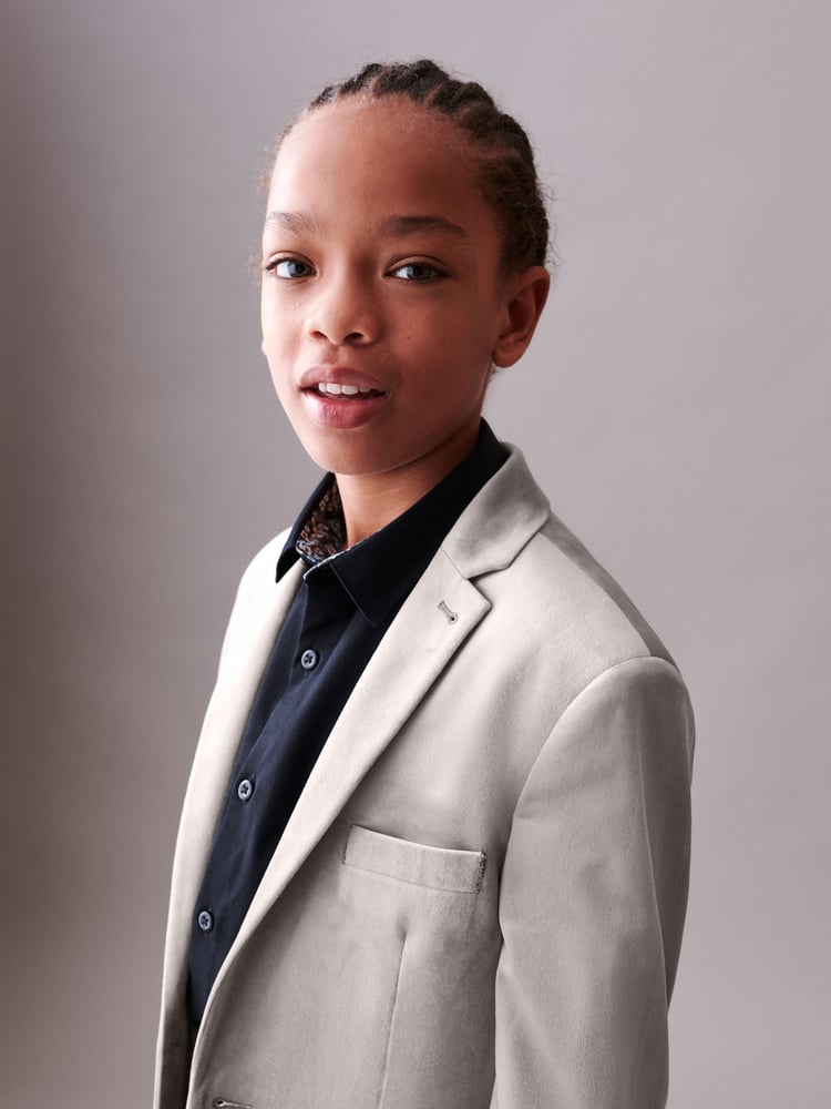 Light Grey Velvet Jacket (3-16yrs) - Image 2 of 8