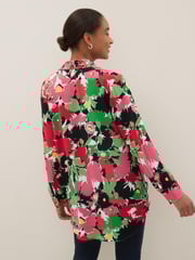 Pink Floral Textured Long Sleeve Shirt with Pocket - Image 3 of 5