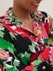 Pink Floral Textured Long Sleeve Shirt with Pocket - Image 4 of 5
