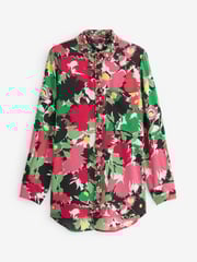 Pink Floral Textured Long Sleeve Shirt with Pocket - Image 5 of 5