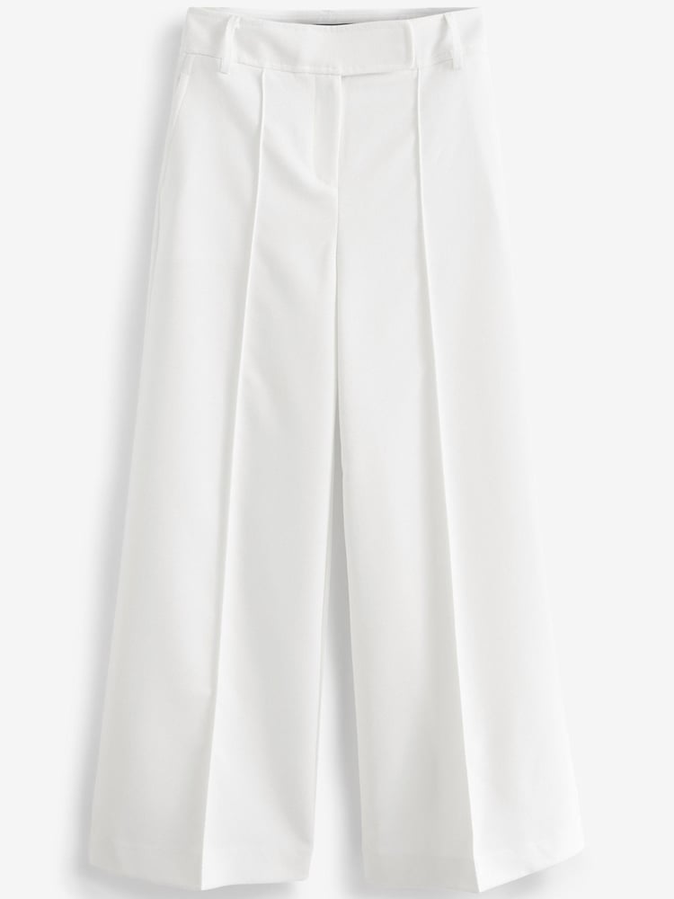 White Tailored High Waist Wide Leg Trousers - Image 6 of 6