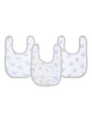 aden + anais White Baby Essentials 100% Cotton Muslin Snap Bibs 3 Pack - Image 1 of 4