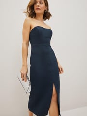 Navy Blue Strapless Fitted Dress - Image 1 of 4