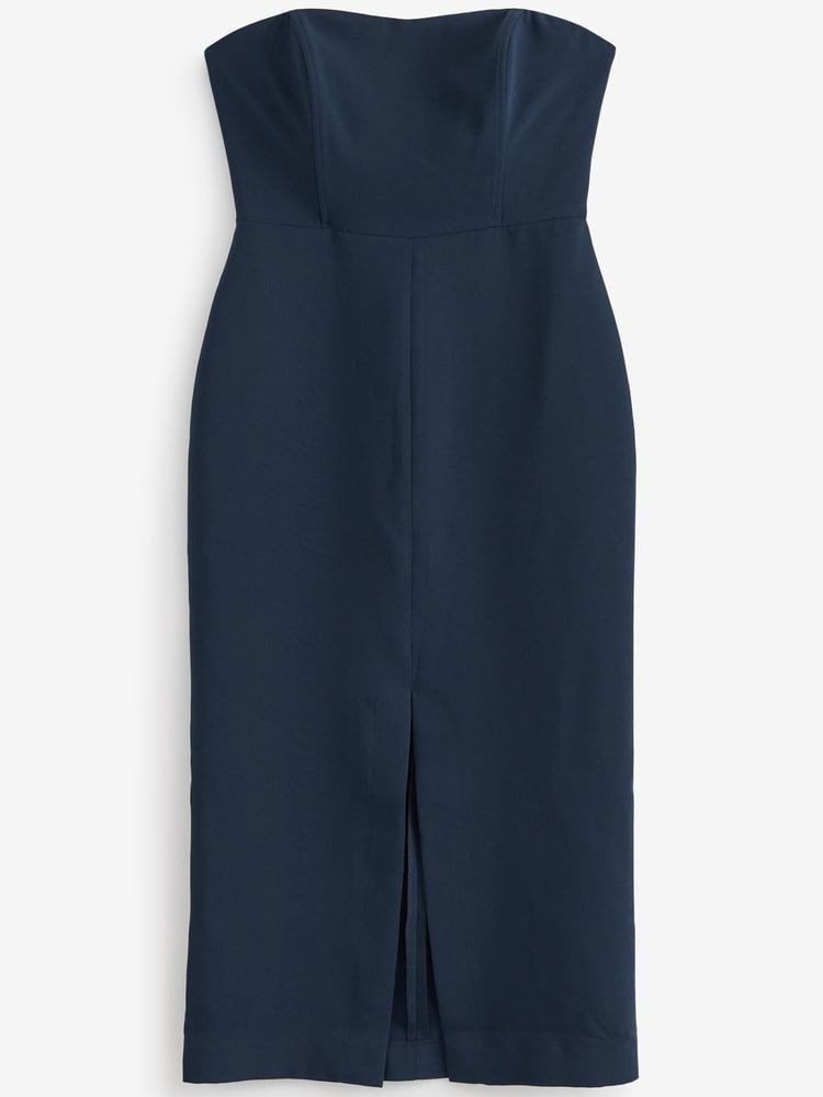 Navy Blue Strapless Fitted Dress - Image 4 of 4