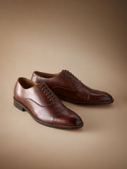 Tan Brown Signature Leather Sole Oxford Toe Cap Shoes - Image 1 of 5