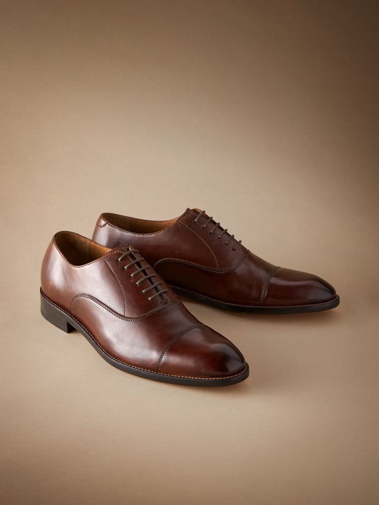Tan Brown Signature Leather Sole Oxford Toe Cap Shoes - Image 1 of 5