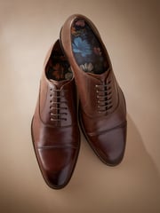 Tan Brown Signature Leather Sole Oxford Toe Cap Shoes - Image 3 of 5