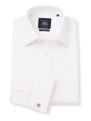 Savile Row Company Klassische Passform Bügelfreies Hemd mit Doppelmanschette 100 % Baumwolle Weiß - Bild 2 von 3