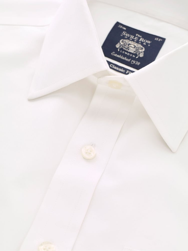 Savile Row Company Klassische Passform Bügelfreies Hemd mit Doppelmanschette 100 % Baumwolle Weiß - Bild 3 von 3