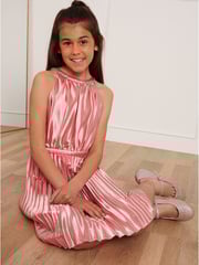 Chi Chi London Pink Halter Style Pleated Older Girls Midi Dress - Image 3 of 4