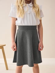Grey Longer Length Pull-On Jersey Stretch School Skater Skirt (3-17yrs) - Image 3 of 5