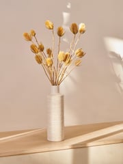 Ochre Yellow Artificial Dried Thistles In Ceramic Vase - Image 1 of 3