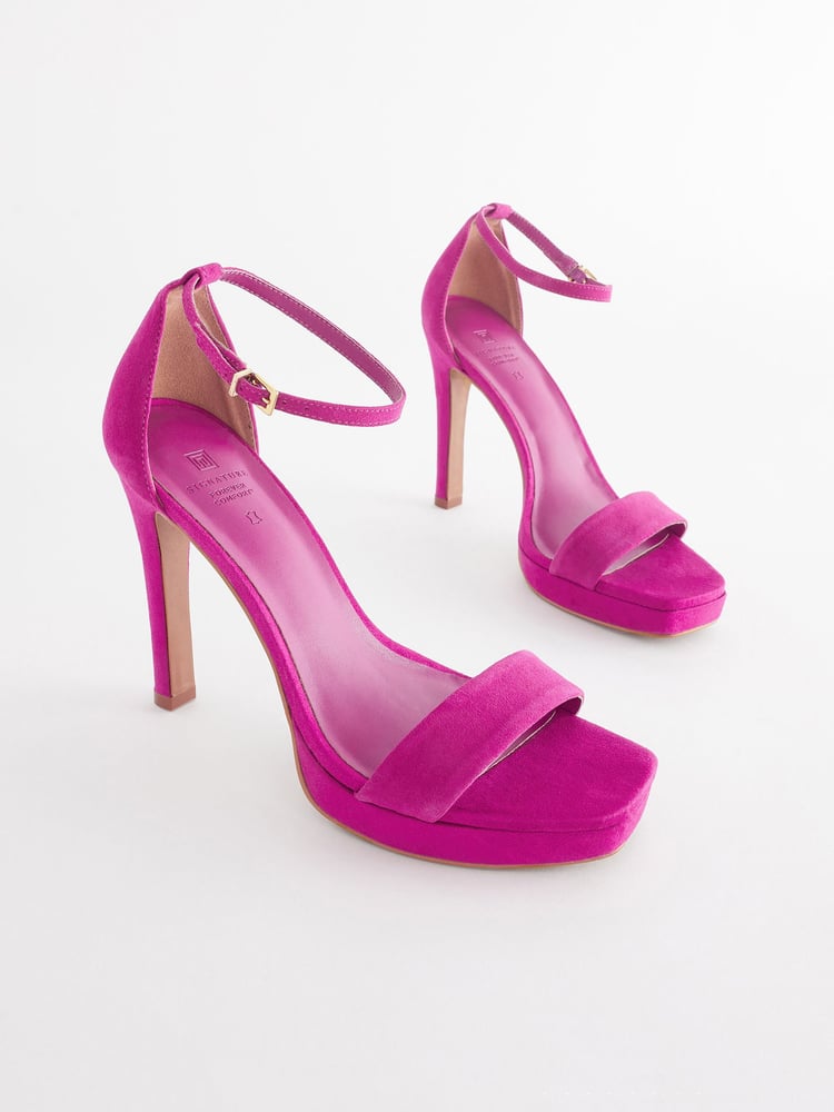 Pink Signature Leather Platform Sandals - Image 1 of 5