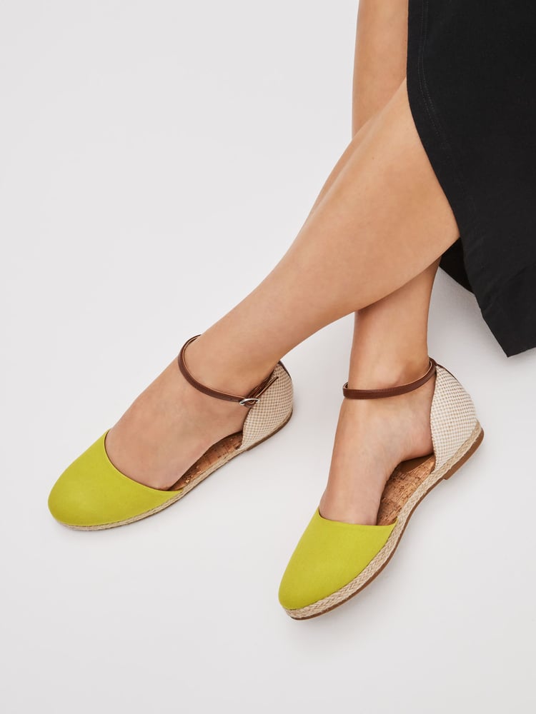 Lime Green Closed Toe Ankle Strap Espadrille Shoes - Image 1 of 6 Lime Green Closed Toe Ankle Strap Espadrille Shoes - Image 1 of 6