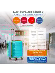 Flight Knight 56x45x25cm EasyJet Overhead 4 Wheel ABS Hard Case Cabin Carry On Hand Luggage - Image 3 of 7