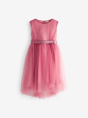 Rose Pink Mesh Tie Back Party Dress (3-16yrs) - Image 5 of 14