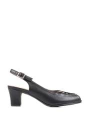 Pavers Black Peep Toe Slingback High Heels - Image 1 of 6