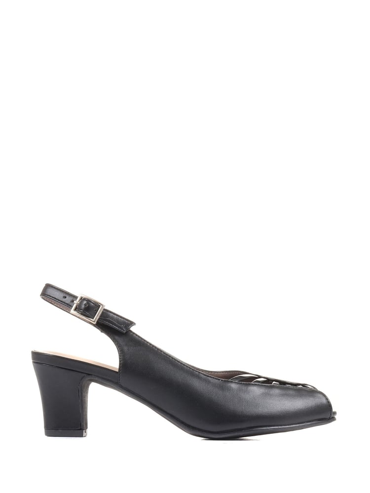 Pavers Black Peep Toe Slingback High Heels - Image 1 of 6