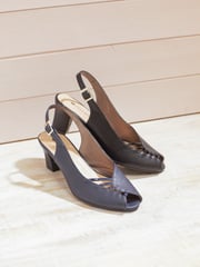 Pavers Black Peep Toe Slingback High Heels - Image 2 of 6