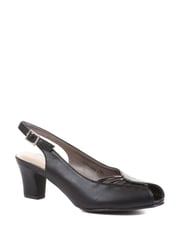 Pavers Black Peep Toe Slingback High Heels - Image 3 of 6