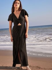 Black Cutout Sparkle Midi Dress - Image 1 of 5