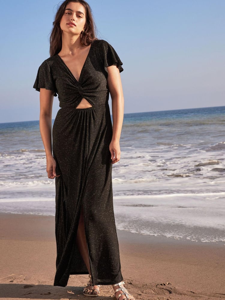 Black Cutout Sparkle Midi Dress - Image 1 of 5