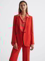 Reiss Coral Maia Single Breasted Split Sleeve Tailored Fit Blazer - Image 1 of 7