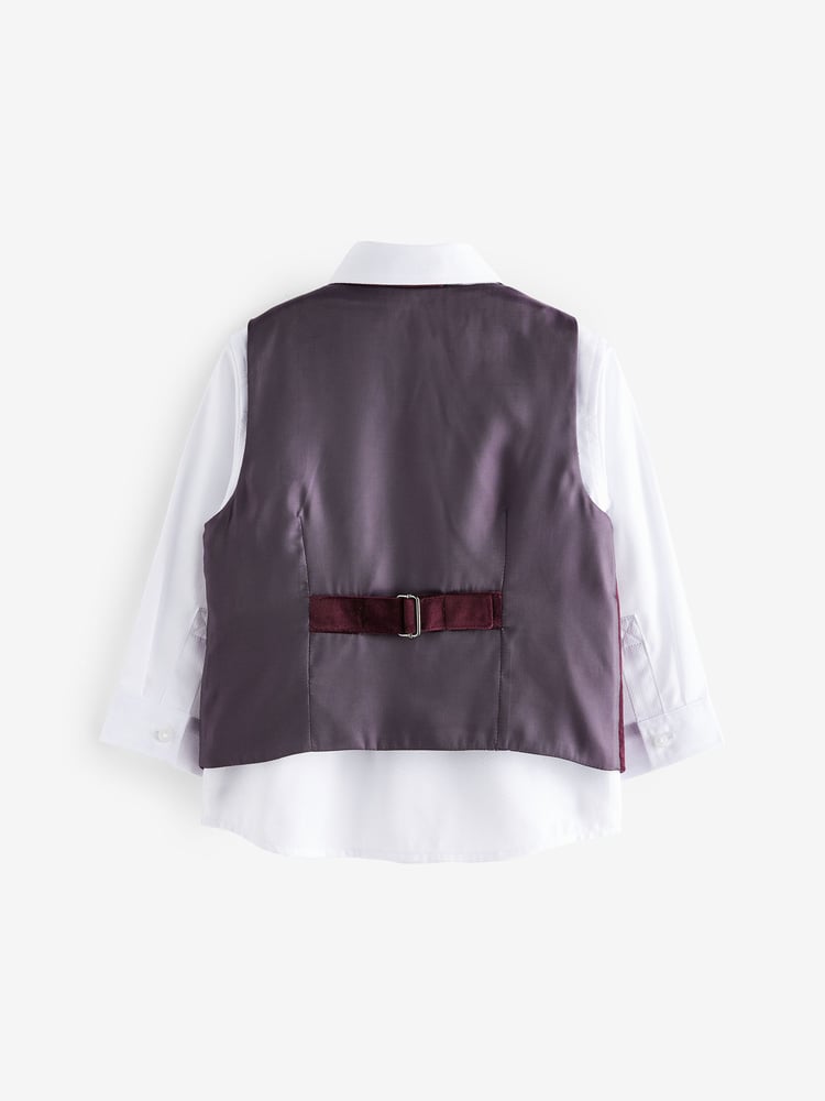 Plum Purple Velvet Waistcoat Set (3mths-7yrs) - Image 2 of 5 Plum Purple Velvet Waistcoat Set (3mths-7yrs) - Image 2 of 5