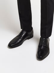 River Island Black Formal Point Leather Lace-Up Brogue Derby Shoes - Image 1 of 5