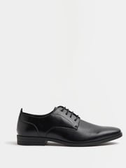 River Island Black Formal Point Leather Lace-Up Brogue Derby Shoes - Image 2 of 5