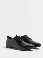 River Island Black Formal Point Leather Lace-Up Brogue Derby Shoes - Image 3 of 5