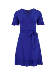 Pour Moi Blue Birdie Frill Dress - Image 4 of 5
