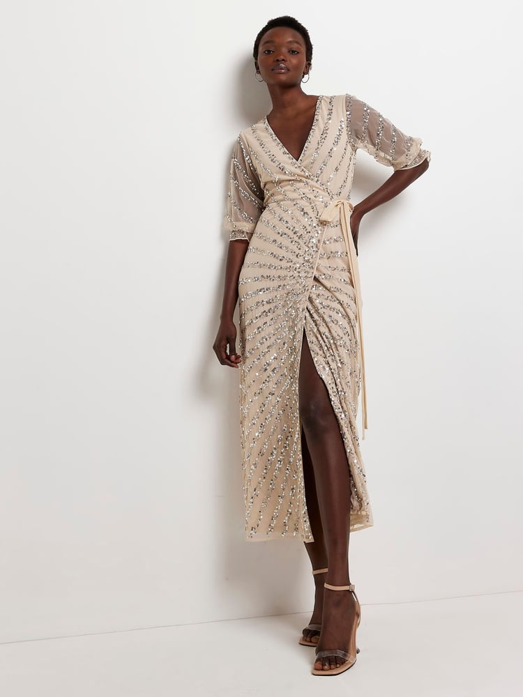 River Island Pink Wrap Front Maxi Dress - Image 1 of 4