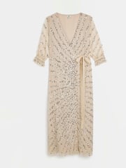 River Island Pink Wrap Front Maxi Dress - Image 4 of 4