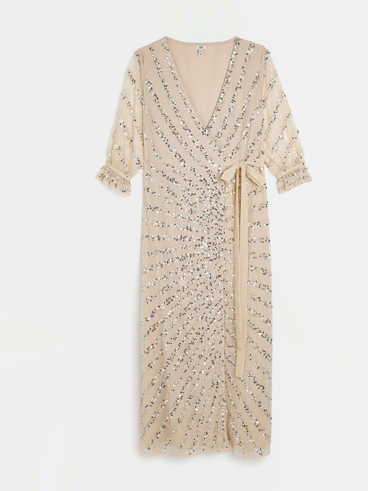 River Island Pink Wrap Front Maxi Dress - Image 4 of 4