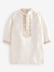 Ivory Cream/Gold Regular Length Embroidered Boys Kurta (3mths-7yrs) - Image 6 of 7