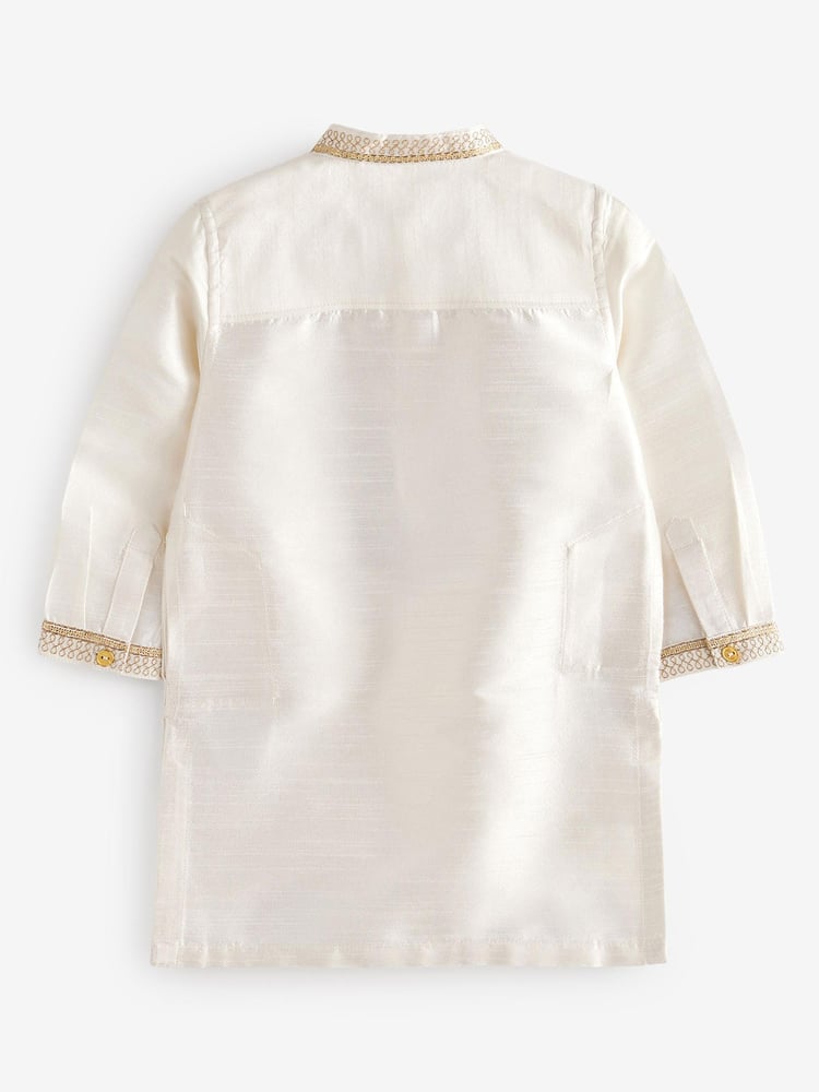 Ivory Cream/Gold Regular Length Embroidered Boys Kurta (3mths-7yrs) - Image 7 of 7 Ivory Cream/Gold Regular Length Embroidered Boys Kurta (3mths-7yrs) - Image 7 of 7