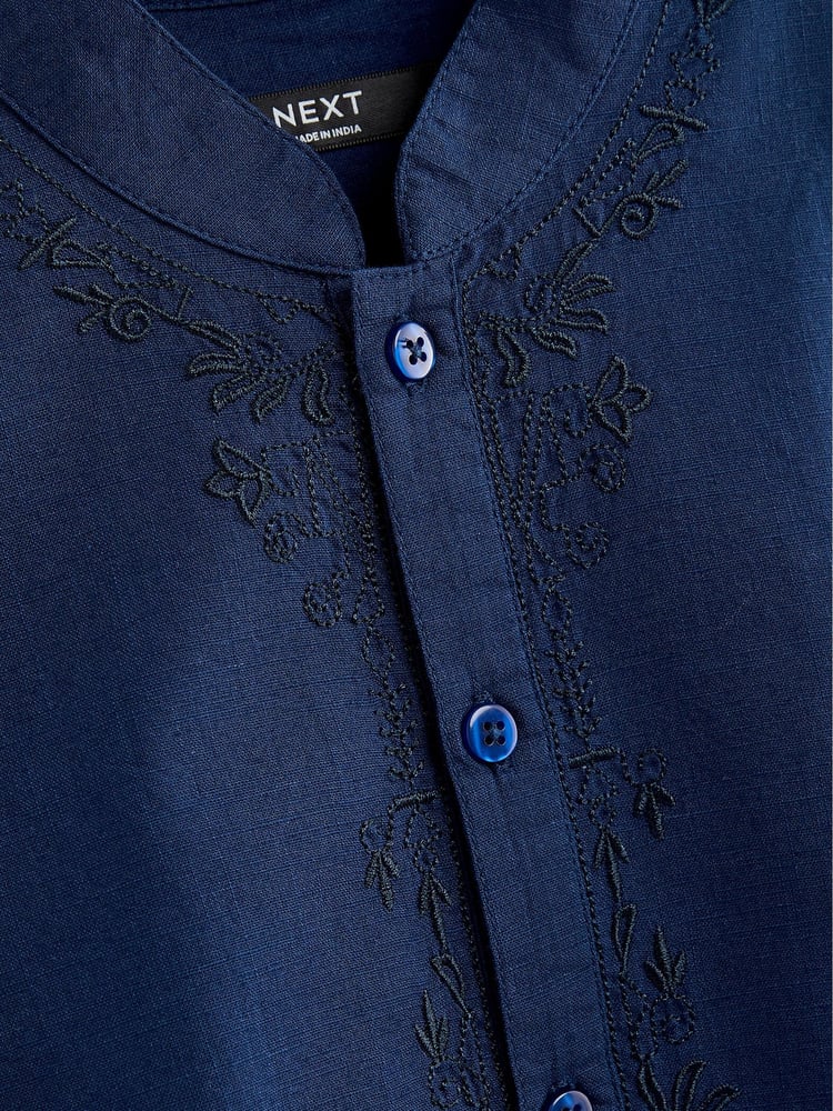 Navy Blue Regular Length Embroidered Boys Kurta (3-16yrs) - Image 7 of 7 Navy Blue Regular Length Embroidered Boys Kurta (3-16yrs) - Image 7 of 7