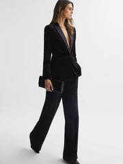 Reiss Black Opal Velvet Single Breasted Blazer - Image 1 of 7