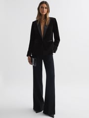 Reiss Black Opal Velvet Single Breasted Blazer - Image 3 of 7