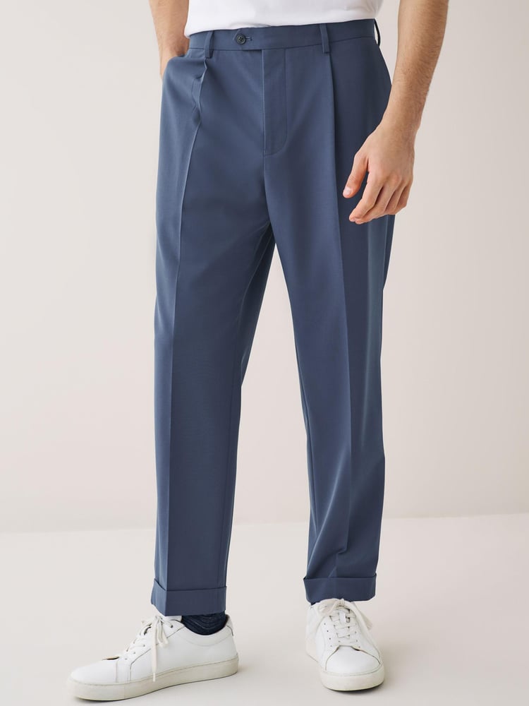 Mid Blue Relaxed Motion Flex Stretch Suit: Trousers - Image 1 of 9