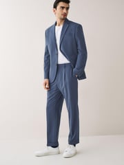 Mid Blue Relaxed Motion Flex Stretch Suit: Trousers - Image 2 of 9