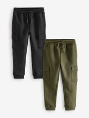 Black/Green Slim Fit Slim Cargo Joggers 2 Pack (3-16yrs) - Image 1 of 6