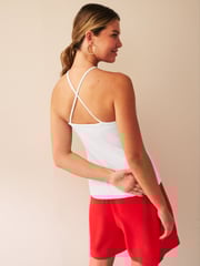 White Halter Neck Ribbed Top - Image 2 of 5