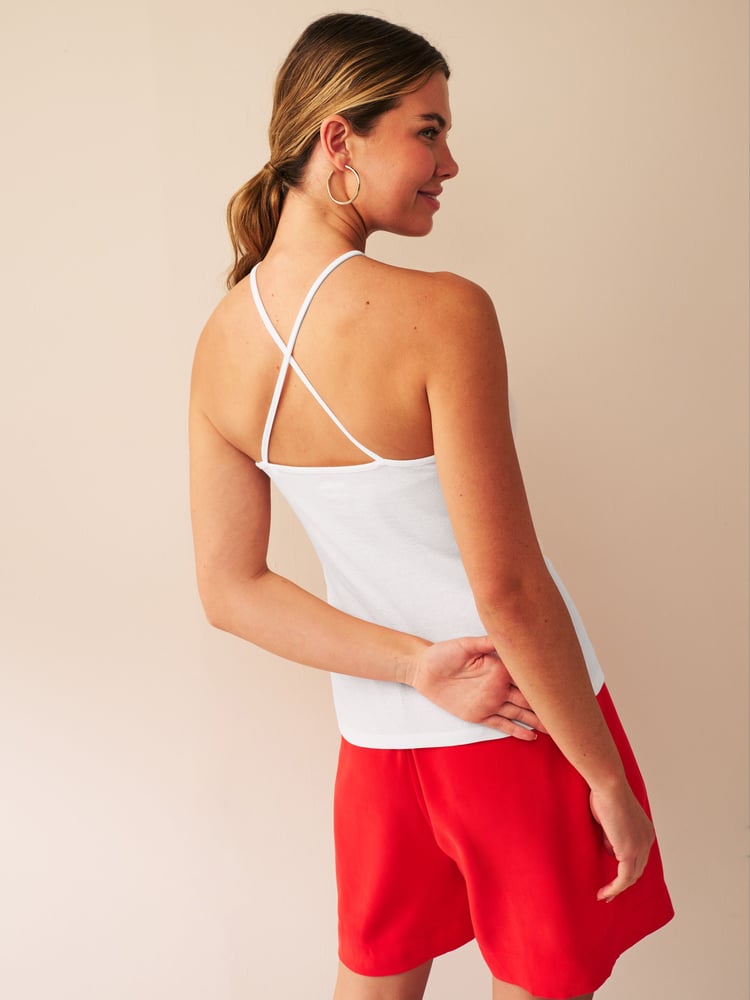 White Halter Neck Ribbed Top - Image 2 of 5