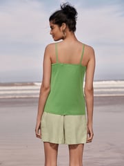 Green Halter Neck Ribbed Top - Image 3 of 4