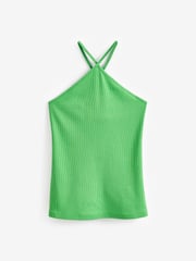 Green Halter Neck Ribbed Top - Image 4 of 4