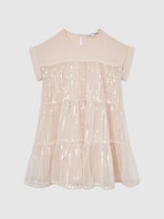 Reiss Pale Pink Luci 4-9 yrs Sequin Tiered Dress - Image 2 of 6